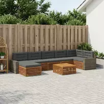 Lauko baldų komplektas Lauko sofos komplektas su pagalve 8 pcs Natūralus ir antracitas