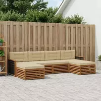 Lauko baldų komplektas Sofų komplektai su pagalve 6 pcs Kietos akacijos mediena