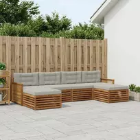 Lauko baldų komplektas Sofų komplektai su pagalve 6 pcs Kietos akacijos mediena