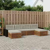 Lauko baldų komplektas Sofų komplektai su pagalve 6 pcs Kietos akacijos mediena