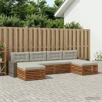 Lauko baldų komplektas Sofų komplektai su pagalve 6 pcs Kietos akacijos mediena