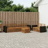 Lauko sofos komplektas 7 pcs Natūrali Kietos akacijos mediena
