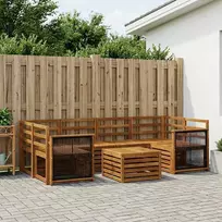 Lauko sofos komplektas 7 pcs Natūrali Kietos akacijos mediena