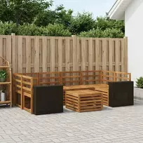 Lauko sofos komplektas 7 pcs Natūrali Kietos akacijos mediena