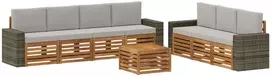 Lauko baldų komplektas Sofų komplektai su pagalve 8 pcs Kietos akacijos mediena