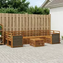 Lauko baldų komplektas Lauko sofos komplektas 8 pcs Natūrali Kietos akacijos mediena