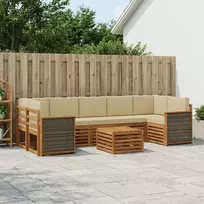 Lauko baldų komplektas Lauko sofos komplektas su pagalve 8 pcs Natūralus ir bežinis