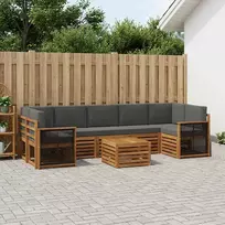 Lauko baldų komplektas Lauko sofos komplektas su pagalve 8 pcs Natūralus ir antracitas