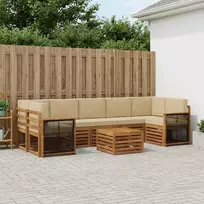 Lauko sofos komplektas 8 vnt. Natūralus ir bežinis