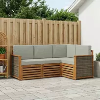 Sofų komplektai su pagalve 4 pcs Kietos akacijos mediena