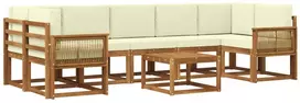 Lauko sofos komplektas 8 pcs Natūralus ir grietinėlė