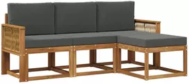 Lauko baldų komplektas Lauko sofos komplektas 4 pcs Natūralus ir antracitas