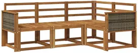 Lauko sofos komplektas 4 pcs Natūrali Kietos akacijos mediena