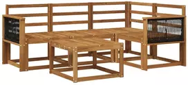 Lauko sofos komplektas 5 pcs Natūrali Kietos akacijos mediena