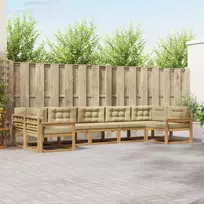 Lauko baldų komplektas Lauko sofos komplektas su pagalve 7 pcs Balta ir kreminė