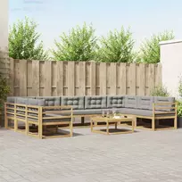 Lauko sofos komplektas 10 vnt. Balta ir šviesiai pilka