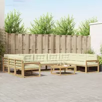 Lauko sofos komplektas 10 vnt. Balta ir kreminė