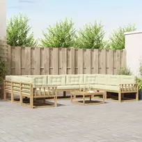 Lauko sofos komplektas su pagalve 10 pcs Balta ir kreminė