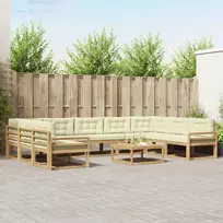 Lauko sofos komplektas su pagalve 10 pcs Balta ir kreminė