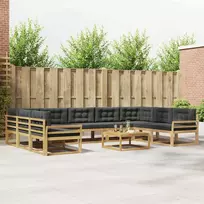 Lauko sofos komplektas su pagalve 10 pcs Balta ir antracito