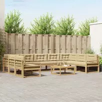 Lauko sofos komplektas su pagalve 10 pcs Balta ir kreminė