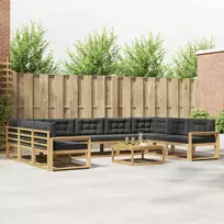 Lauko sofos komplektas su pagalve 10 pcs Balta ir antracito