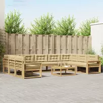 Lauko sofos komplektas su pagalve 10 pcs Balta ir kreminė