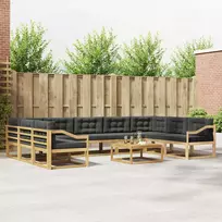 Lauko sofos komplektas su pagalve 10 pcs Balta ir antracito