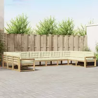 Lauko sofos komplektas 10 vnt. Balta ir kreminė