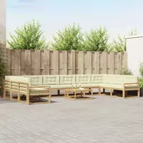 Lauko sofos komplektas 11 vnt. Balta ir kreminė