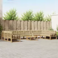 Lauko sofos komplektas su pagalve 11 pcs Balta ir kreminė