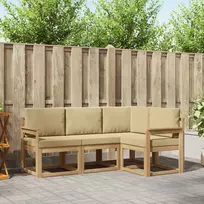 Lauko sofos komplektas su pagalve 4 pcs Balta ir kreminė