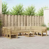 Lauko sofos komplektas su pagalve 11 pcs Balta ir kreminė