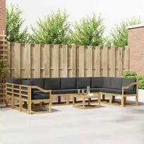 Lauko sofos komplektas su pagalve 11 pcs Balta ir antracito