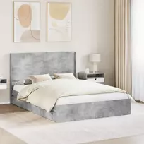 Lova Lovos rėmas su saugojimu ir nugara Betono pilka 150 x 200 cm