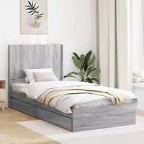 Lova Lovos rėmas su saugojimu ir nugara Pilka Sonoma 90 x 200 cm