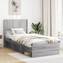 Lova Lovos rėmas su saugojimu ir nugara Pilka Sonoma 75 x 190 cm