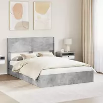 Lova Lovos rėmas su saugojimu ir nugara Betono pilka 150 x 200 cm