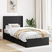 Lova Lovos rėmas su saugojimu ir nugara Juoda 90 x 190 cm