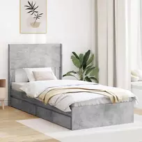 Lova Lovos rėmas su saugojimu ir nugara Betono pilka 75 x 190 cm