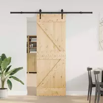 Slankios durys NARVIK Natūrali ir juoda 70 x 210 cm (213,5 cm)