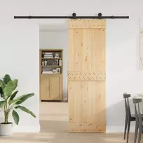 Slankios durys NARVIK Natūrali ir juoda 70 x 210 cm (213,5 cm)