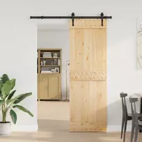 Slankios durys NARVIK Natūrali ir juoda 70 x 210 cm (152,5 cm)