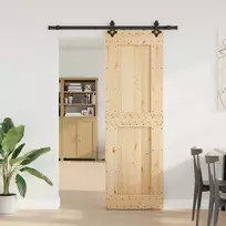Slankios durys NARVIK Natūrali ir juoda 70 x 210 cm (152,5 cm)