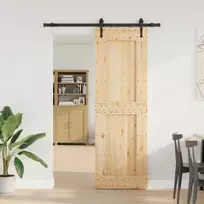 Slankios durys NARVIK Natūrali ir juoda 70 x 210 cm (152,5 cm)