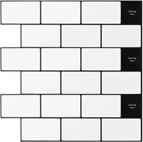 Metro plytelė 10 pcs Balta juoda 30 x 30 cm Poliuretanas ir PET