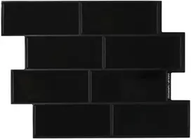 Metro plytelė 50 pcs Juoda 29 x 21 cm Poliuretanas ir PET
