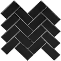 Žuvies kaulo plytelė 10 pcs Juoda 30 x 30 cm