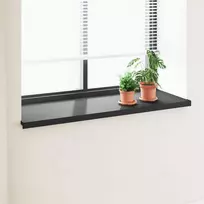 Langų palangė Juoda su medienos tekstūra 160 x 50 x 4,5 cm PVC