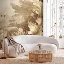 Fototapetai - Raižyti barokiniai ornamentai sodri sepijos kompozicija